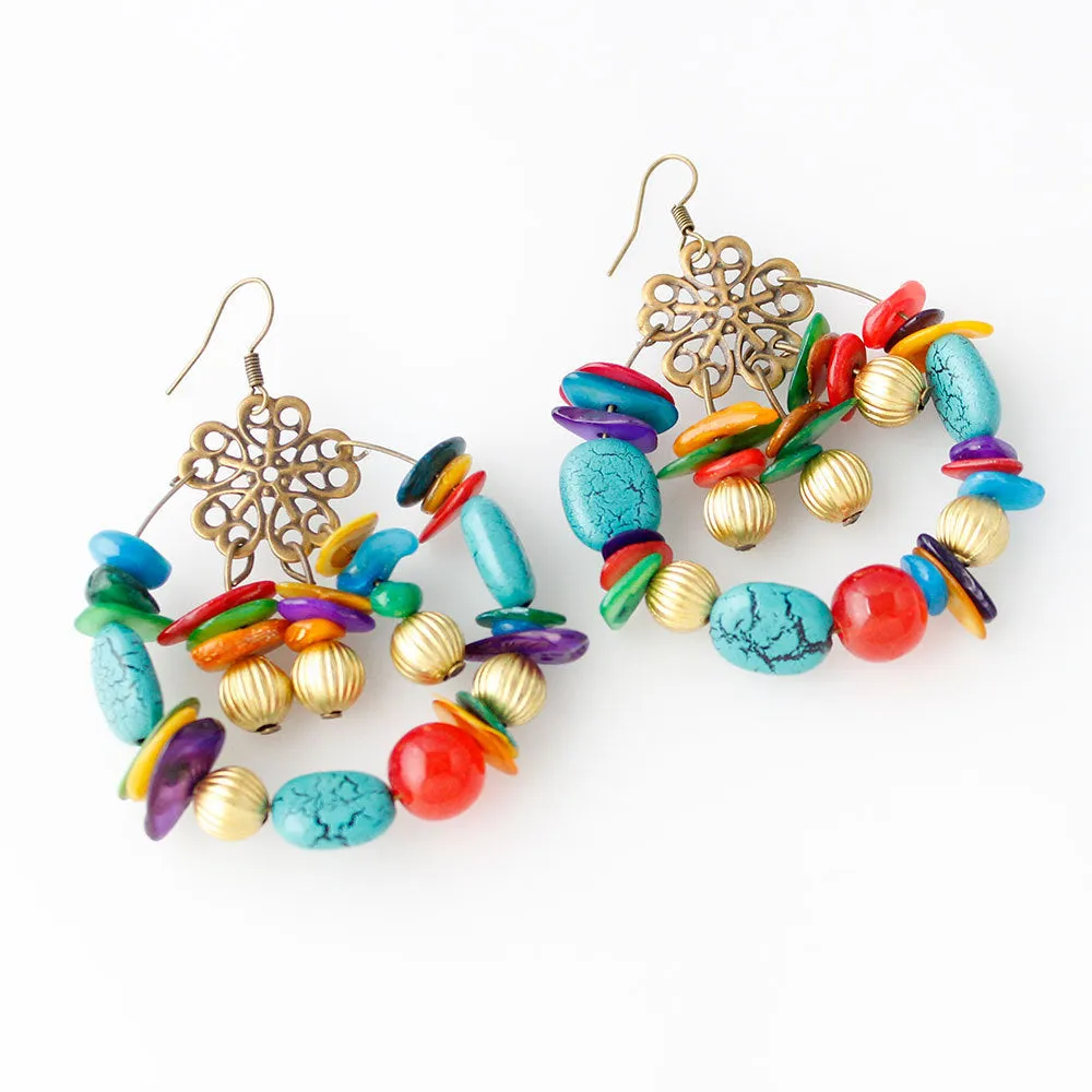 Bohemian style handmade beaded colorful Earrings