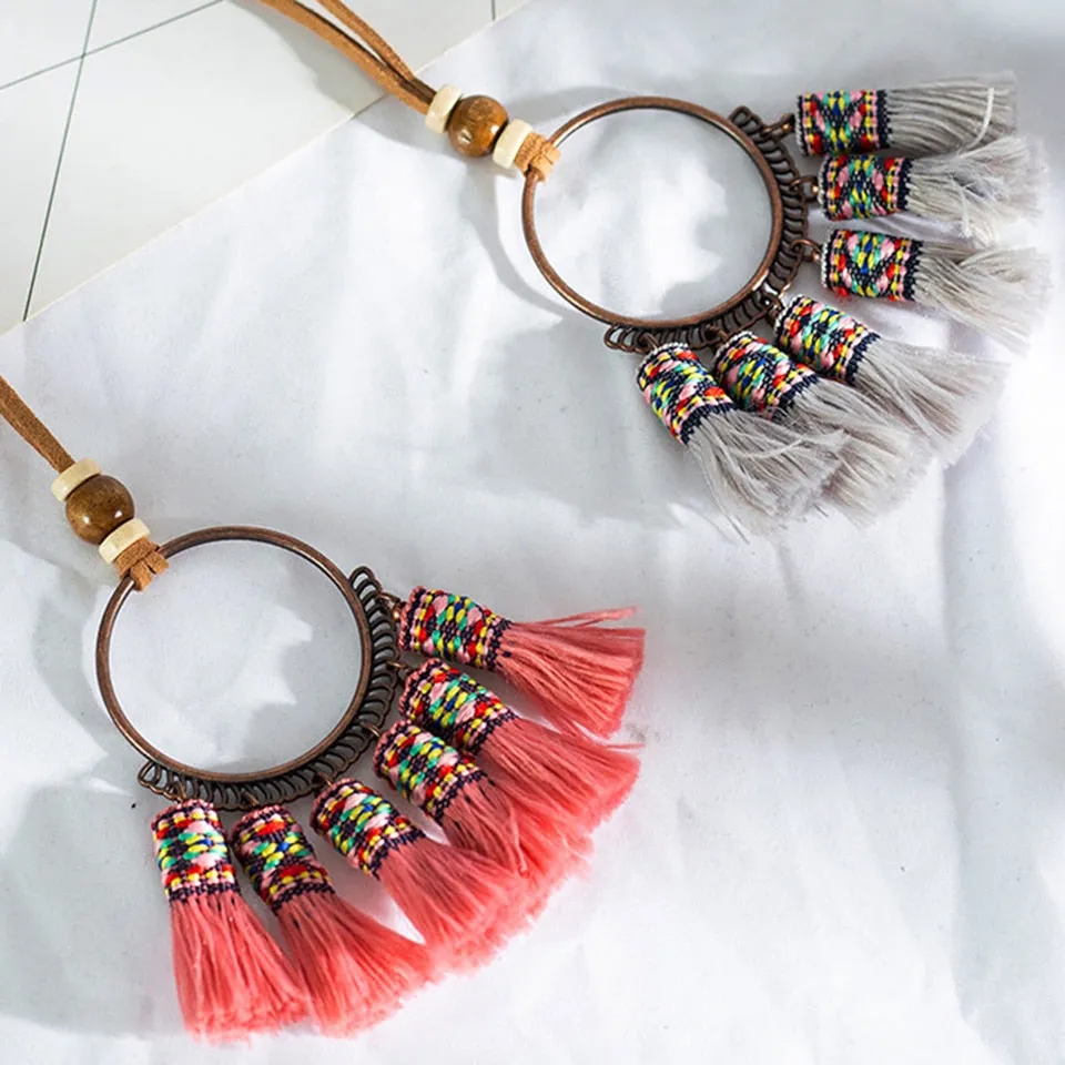 Bohemian Tassel Pendant Necklace OR  Bohemian Tassel Choker Necklace Earrings