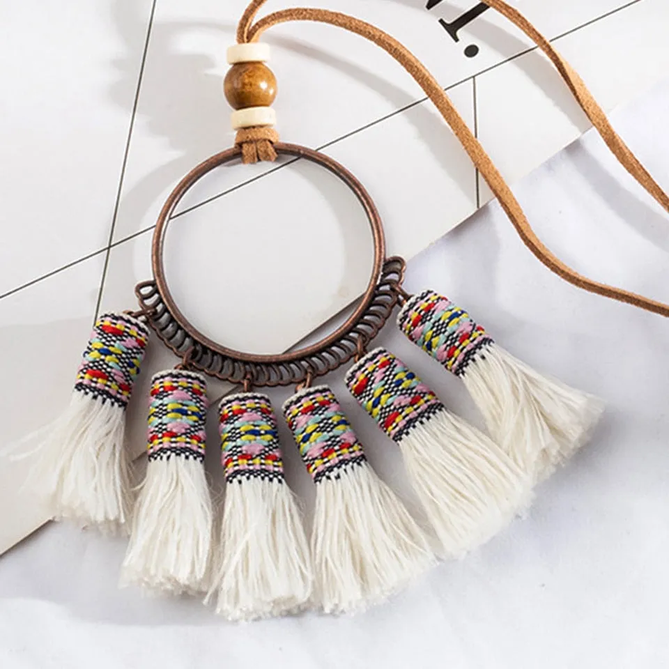 Bohemian Tassel Pendant Necklace OR  Bohemian Tassel Choker Necklace Earrings