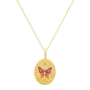 Butterfly Coin Pendant Necklace