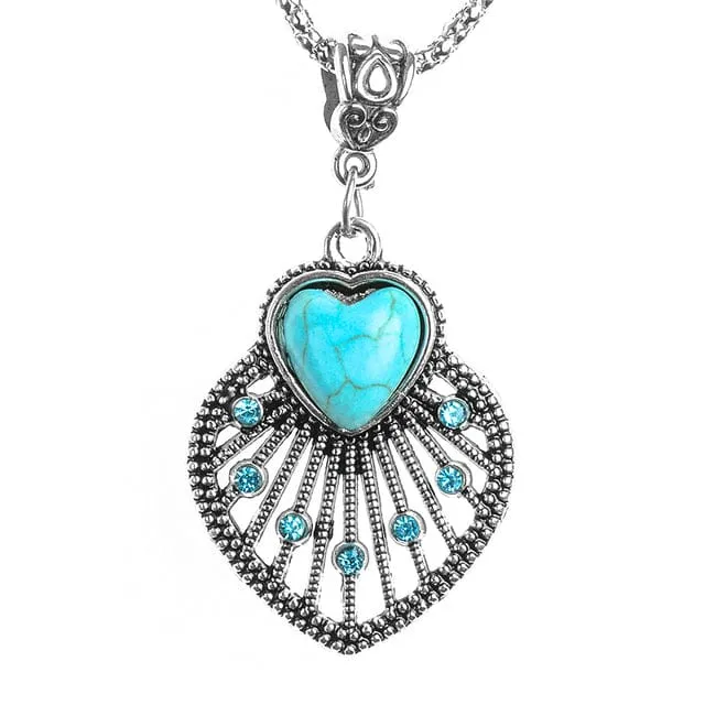 Calming Turquoise Silver Pendant Necklace