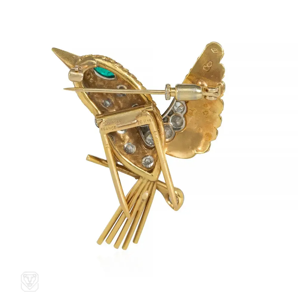 Cartier France mid-century hummingbird brooch