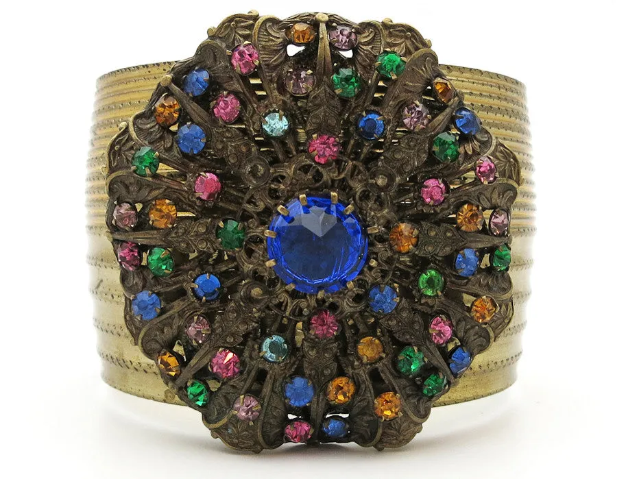 Chunky Colorful Rhinestone Cuff