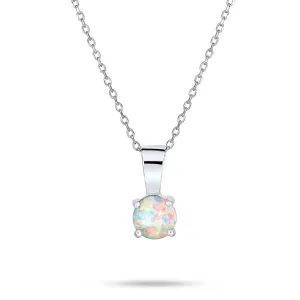 Classic 1CT Opal Pendant Necklace Rose Gold Plated Sterling Silver Birthstone