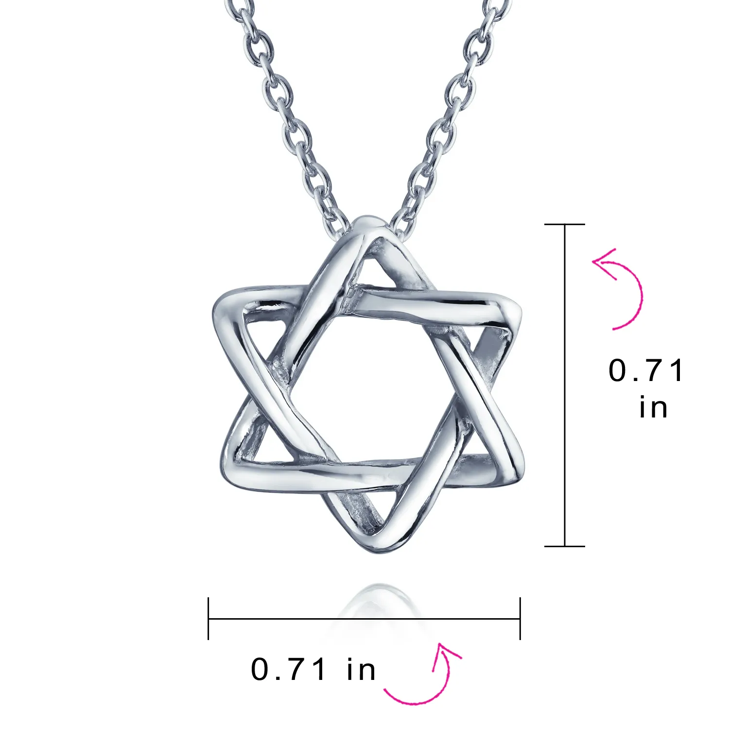 Classic Religious Judaica Star of David Pendant Necklace in Sterling Silver