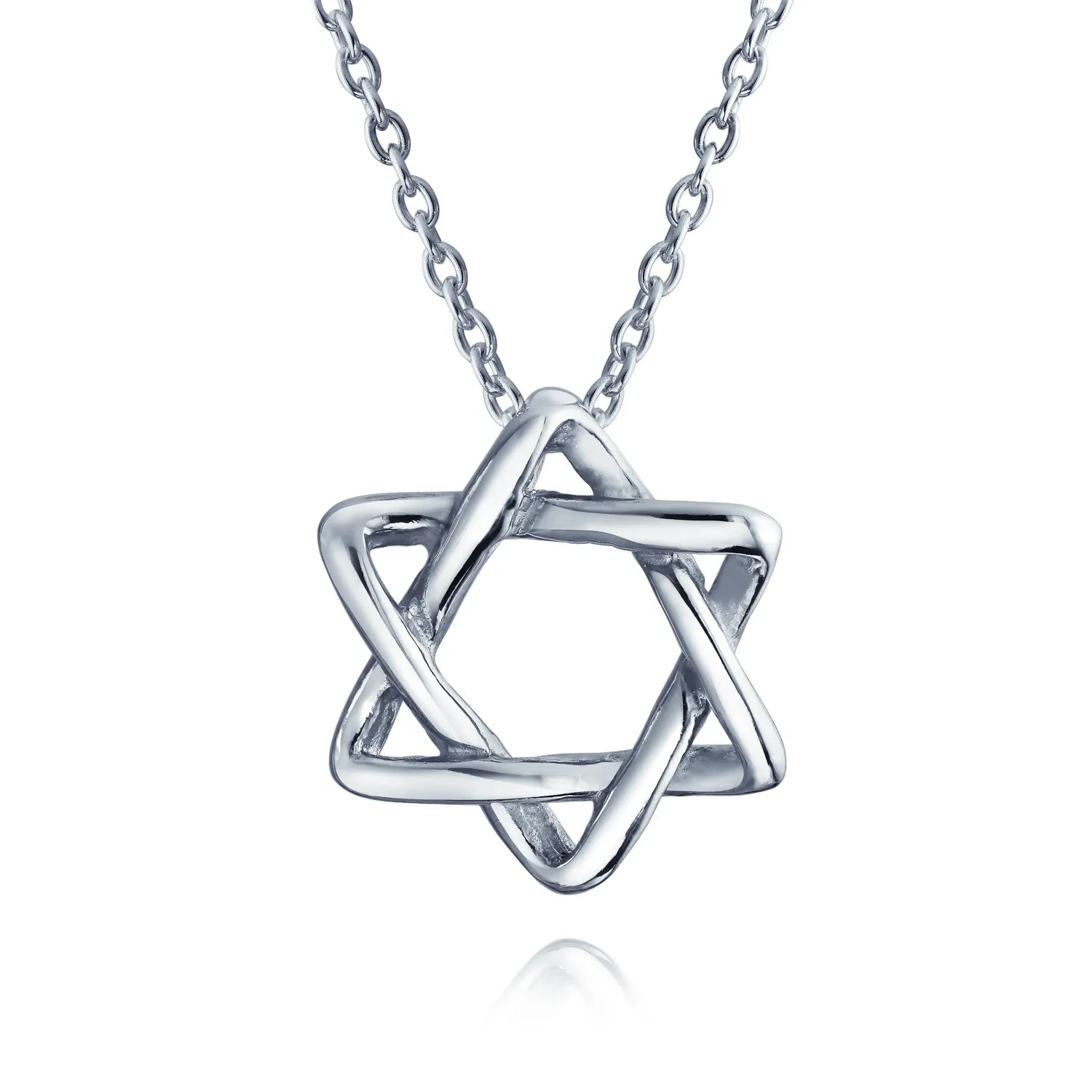 Classic Religious Judaica Star of David Pendant Necklace in Sterling Silver