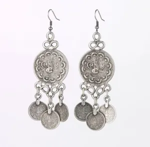 Coin Drop Earrings Silver