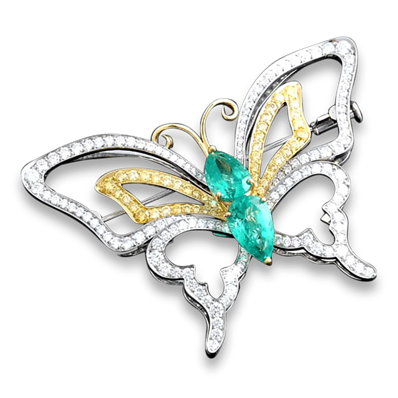 Colombian Emerald Butterfly Brooch