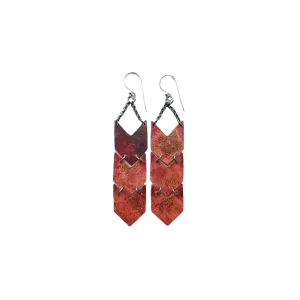 Copper Chevron Earrings - Triple