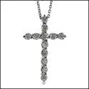 Cubic Zirconia Cz Cross .75 TCW Round Stone Share Prong Pendant