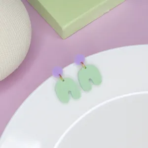 Earrings - Small Squishy Arch B Lilac Light Green