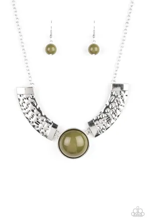 Egyptian Spell Green and Silver Necklace - Paparazzi Accessories