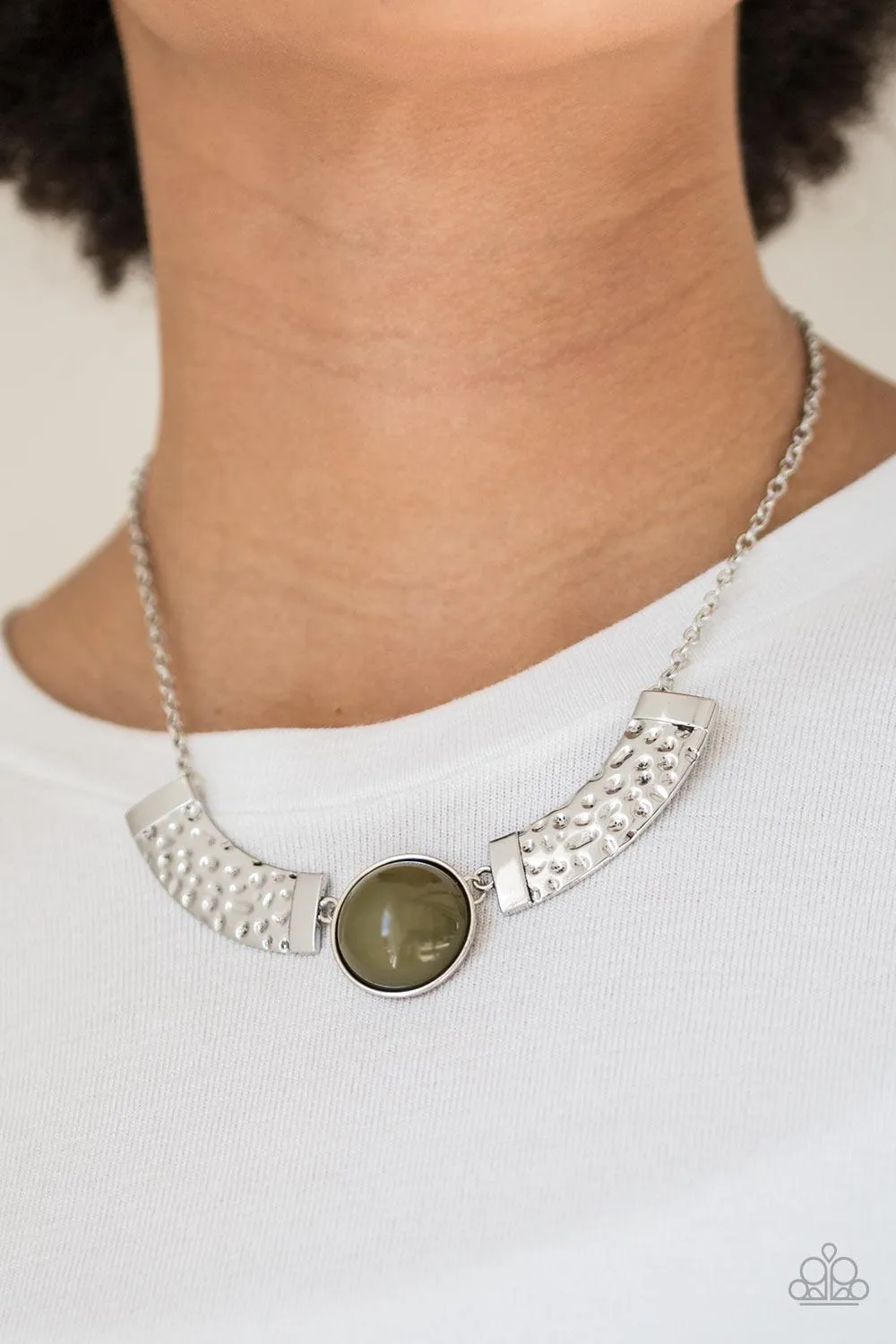 Egyptian Spell Green and Silver Necklace - Paparazzi Accessories