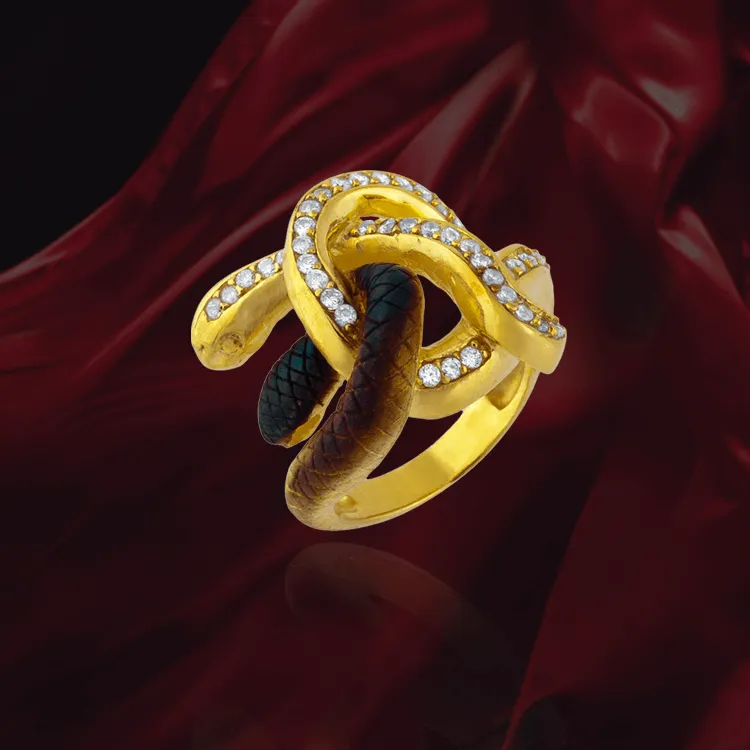 Ember Knotted Snake Ring