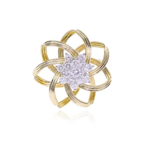 ESTATE 18K YELLOW GOLD PLATINUM DIAMOND MCTEIGUE PIN