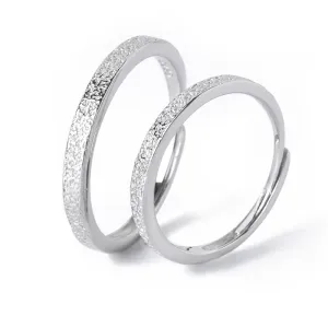 Frosted Texture Opening Sterling Silver Couple Rings