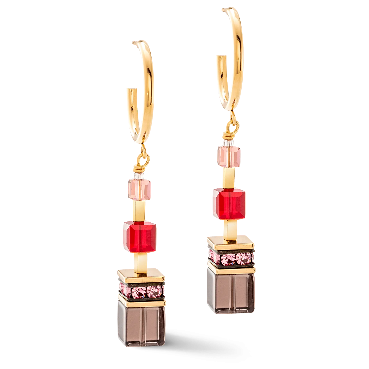 GeoCUBE® Precious statement earrings gold-red