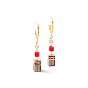 GeoCUBE® Precious statement earrings gold-red