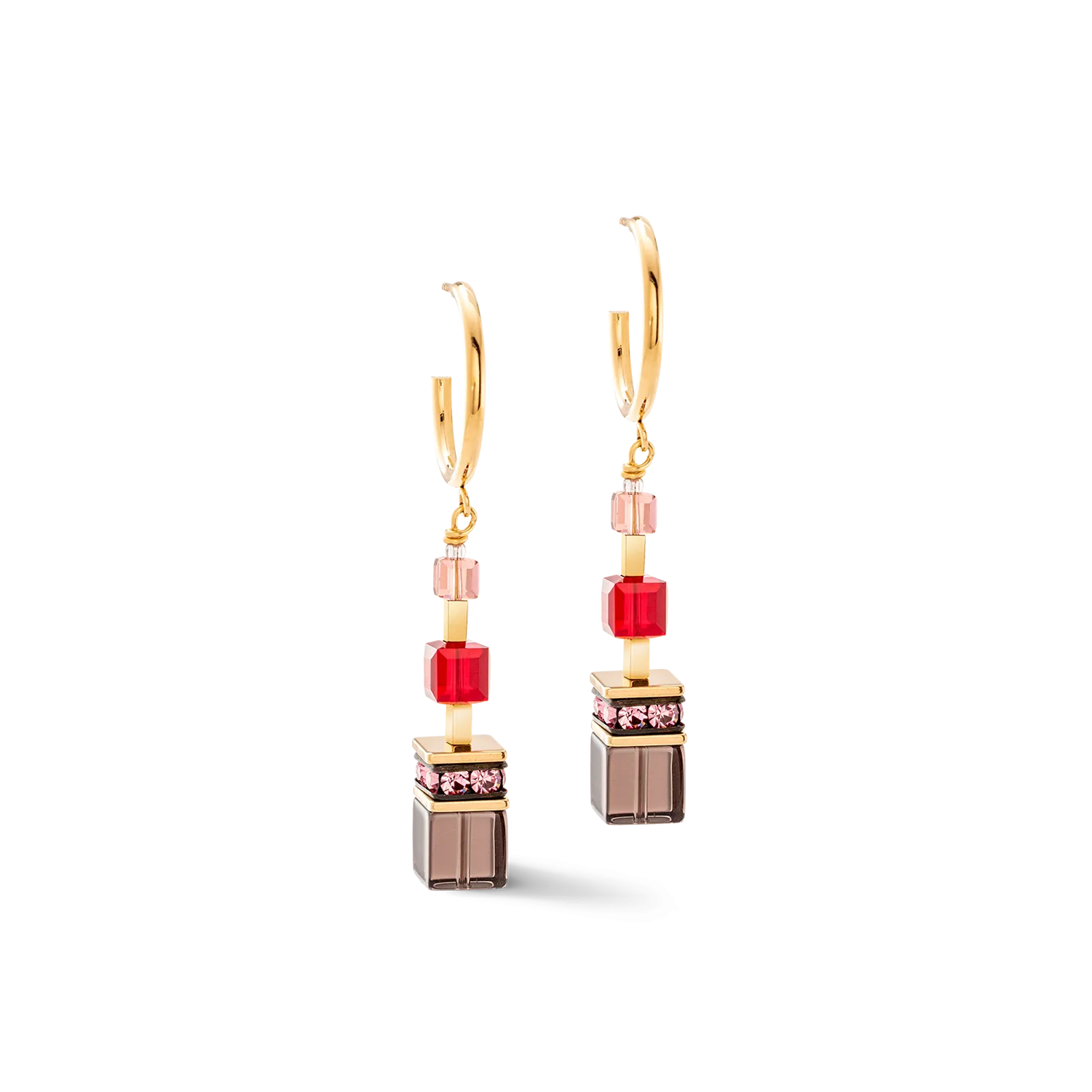 GeoCUBE® Precious statement earrings gold-red