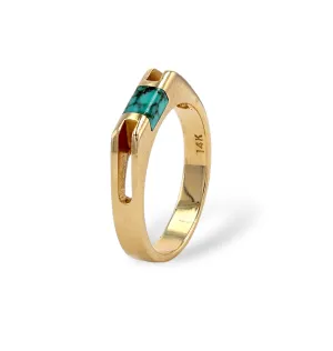 Gold 14k turquoise band ring