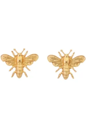 Gold Bee Post Earrings