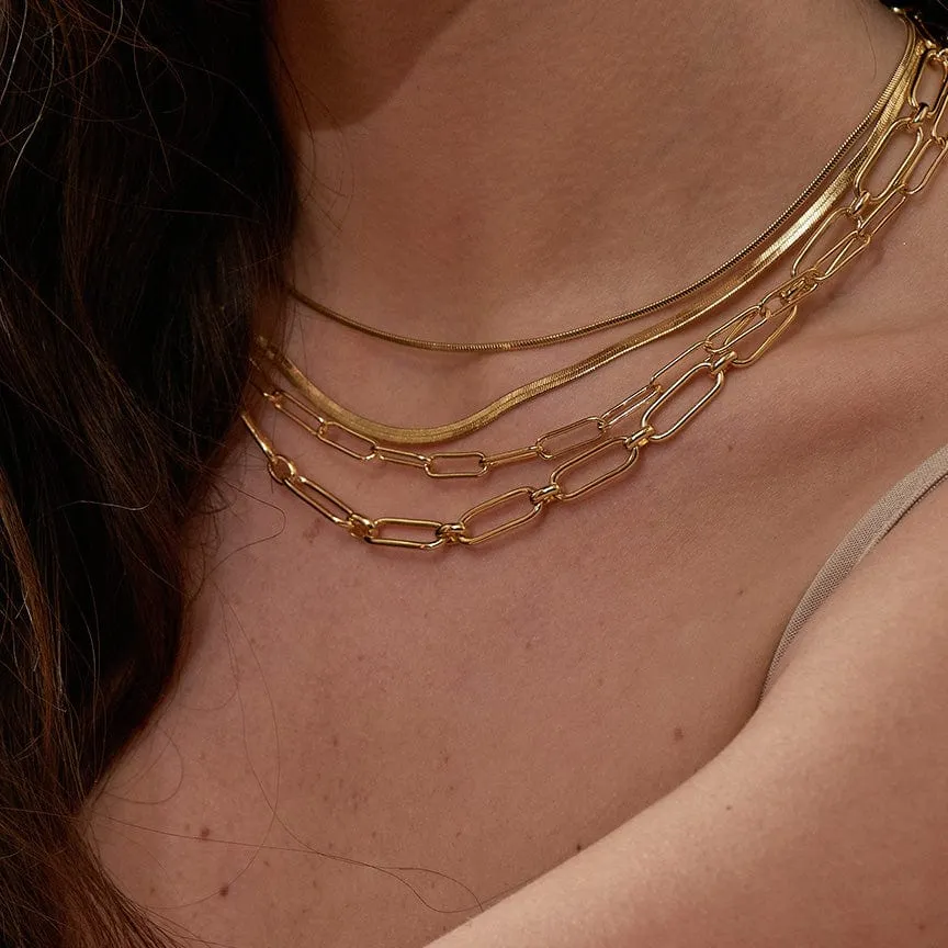 Gold Cable Connect Chunky Chain Necklace