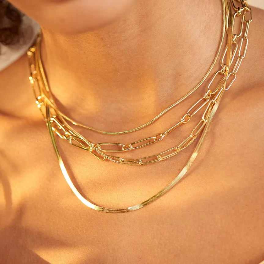 Gold Cable Connect Chunky Chain Necklace