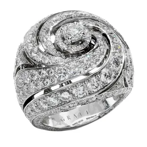 Graff Bombe White Gold 6.83ct Diamond Cocktail Ring Sz 5 1/2