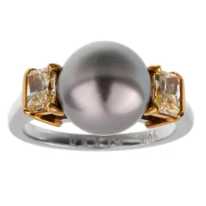 Graff Pearl Yellow Diamond Platinum Cocktail Ring Sz 5 1/2