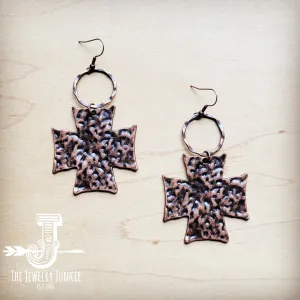 Hammered Copper Cross Earrings 220p