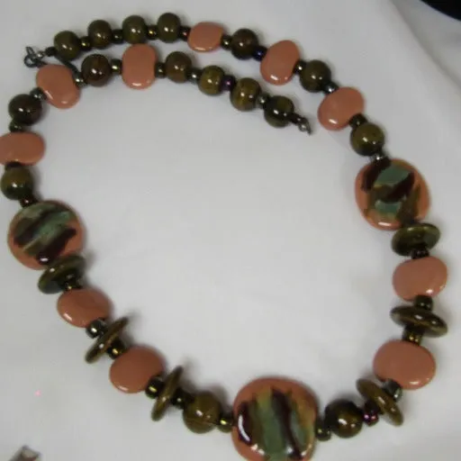 Handmade Fair Trade  Kazuri Bead Necklace in African Sunset Brown