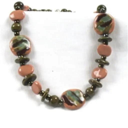 Handmade Fair Trade  Kazuri Bead Necklace in African Sunset Brown