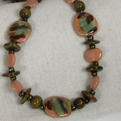 Handmade Fair Trade  Kazuri Bead Necklace in African Sunset Brown