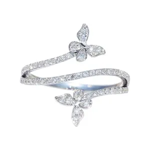 Huitan Exquisite Butterfly Rings for Women Luxury Inlaid Bling Bling Cubic Zirconia Temperament Female Accessory Fashion Jewelry