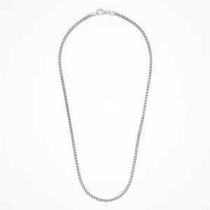 Italian Made Men's Sterling Silver Rhodium Coated Necklace 22"