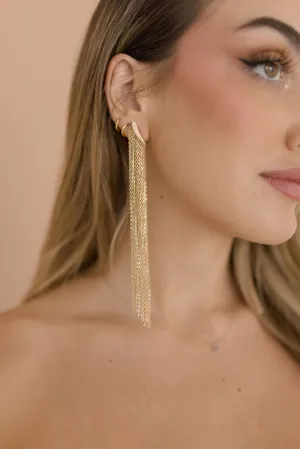 Kimora Chain Fringe Earrings Gold