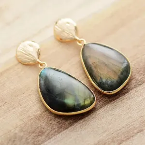 Labradorite Drop Earrings, Semi-Precious Stones