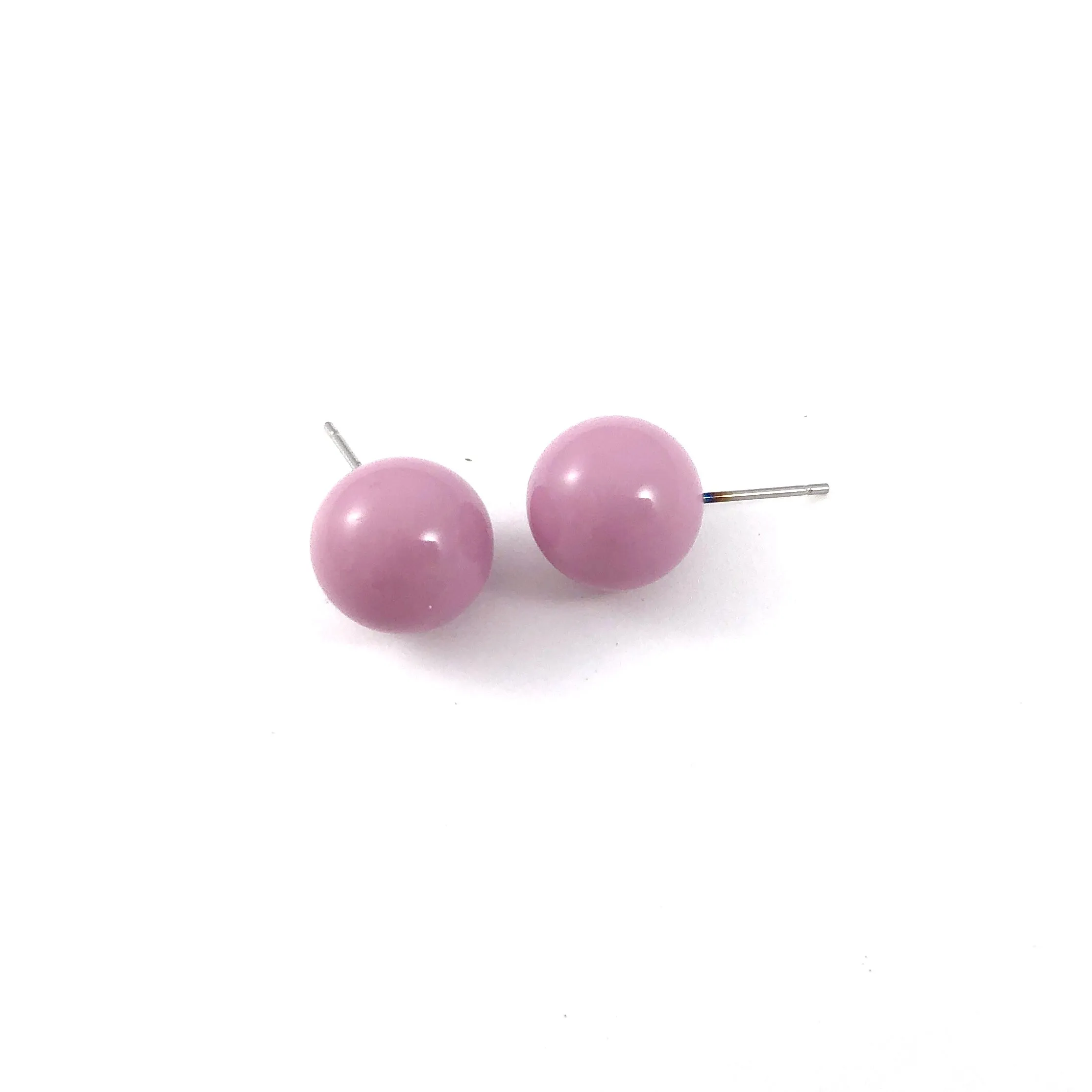 Mauve Purple Ball Stud Earrings