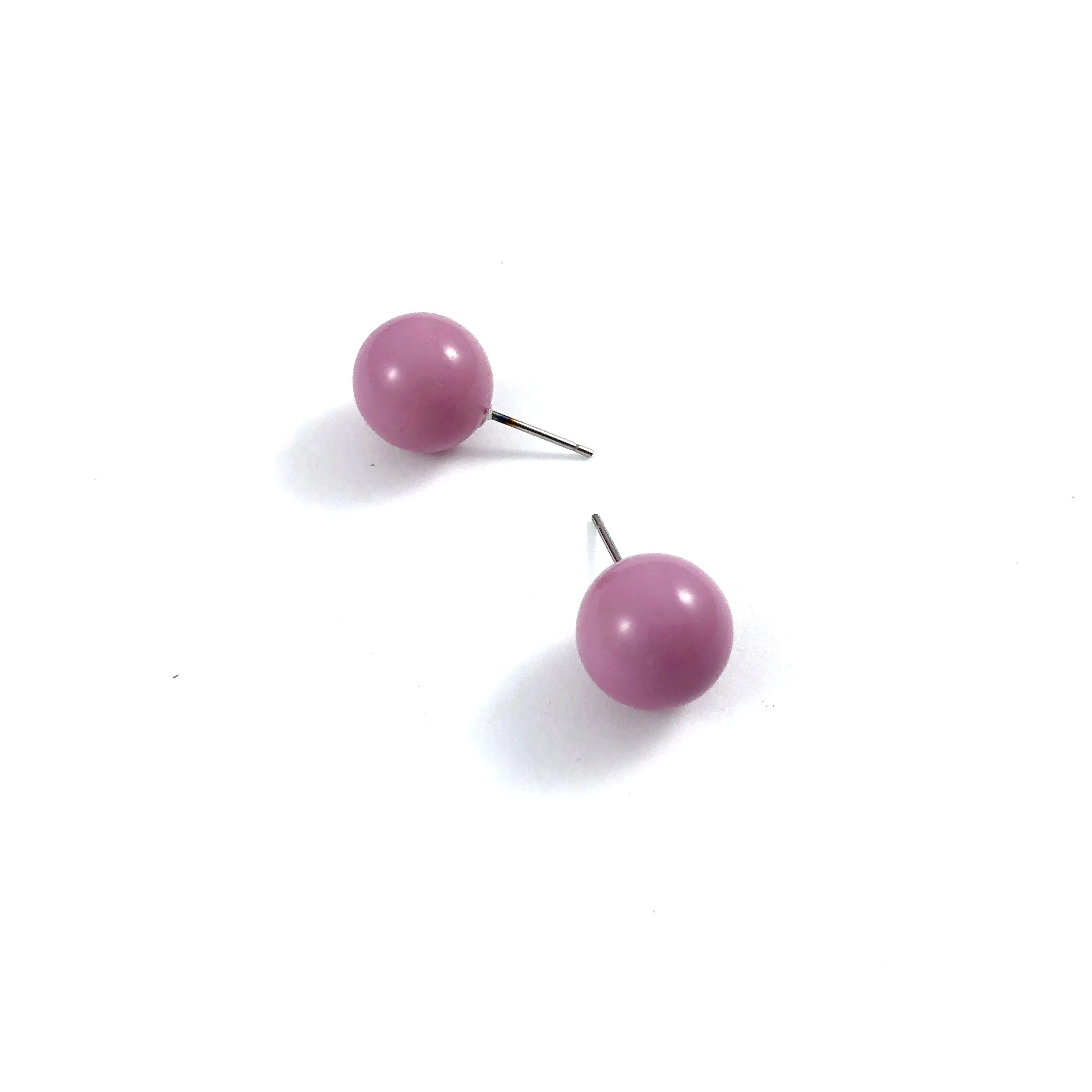 Mauve Purple Ball Stud Earrings