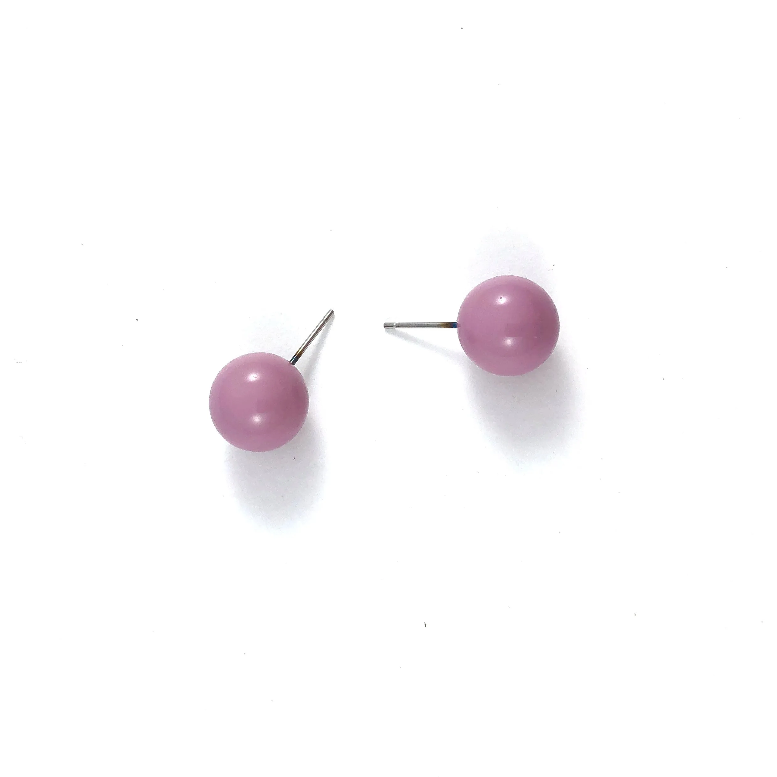 Mauve Purple Ball Stud Earrings