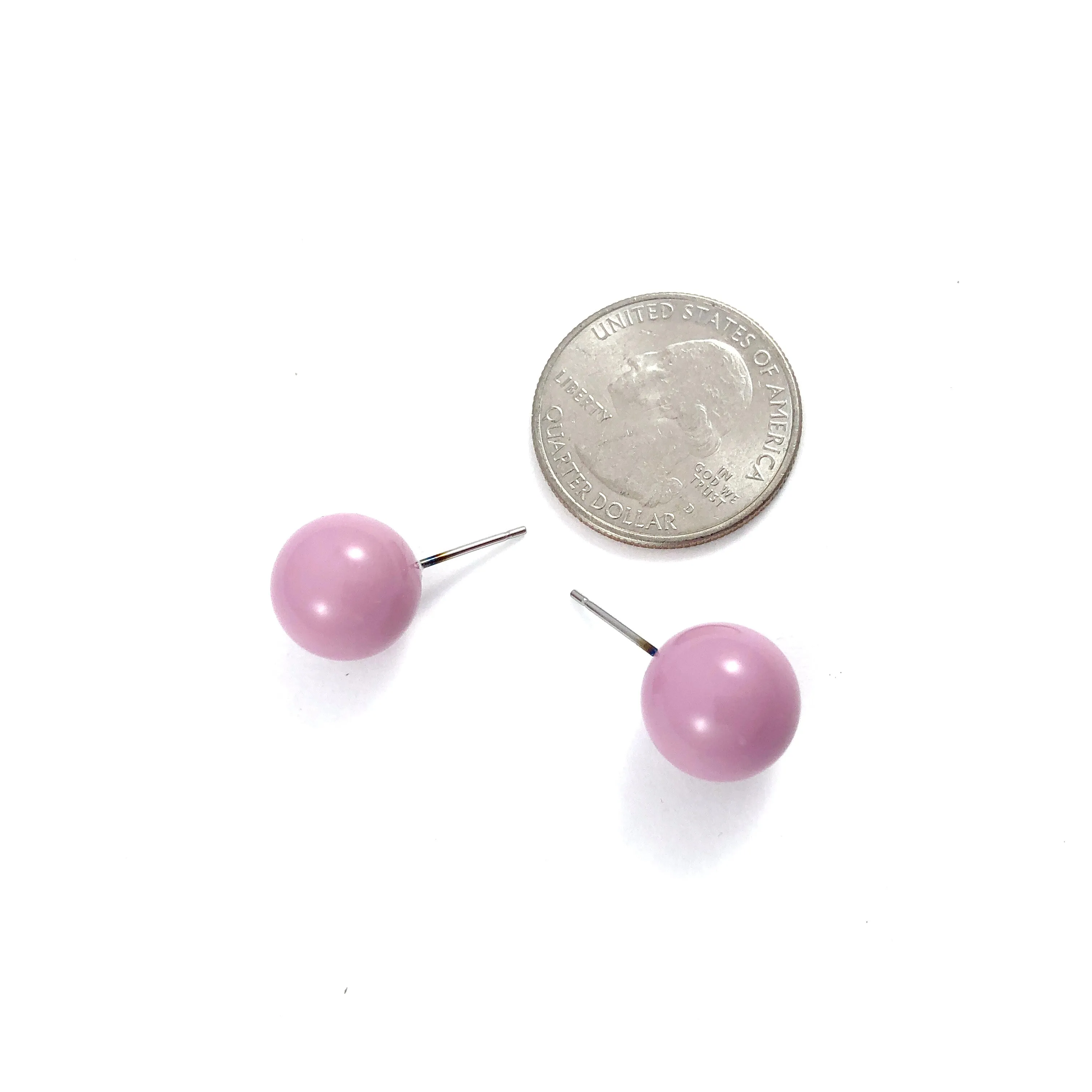 Mauve Purple Ball Stud Earrings