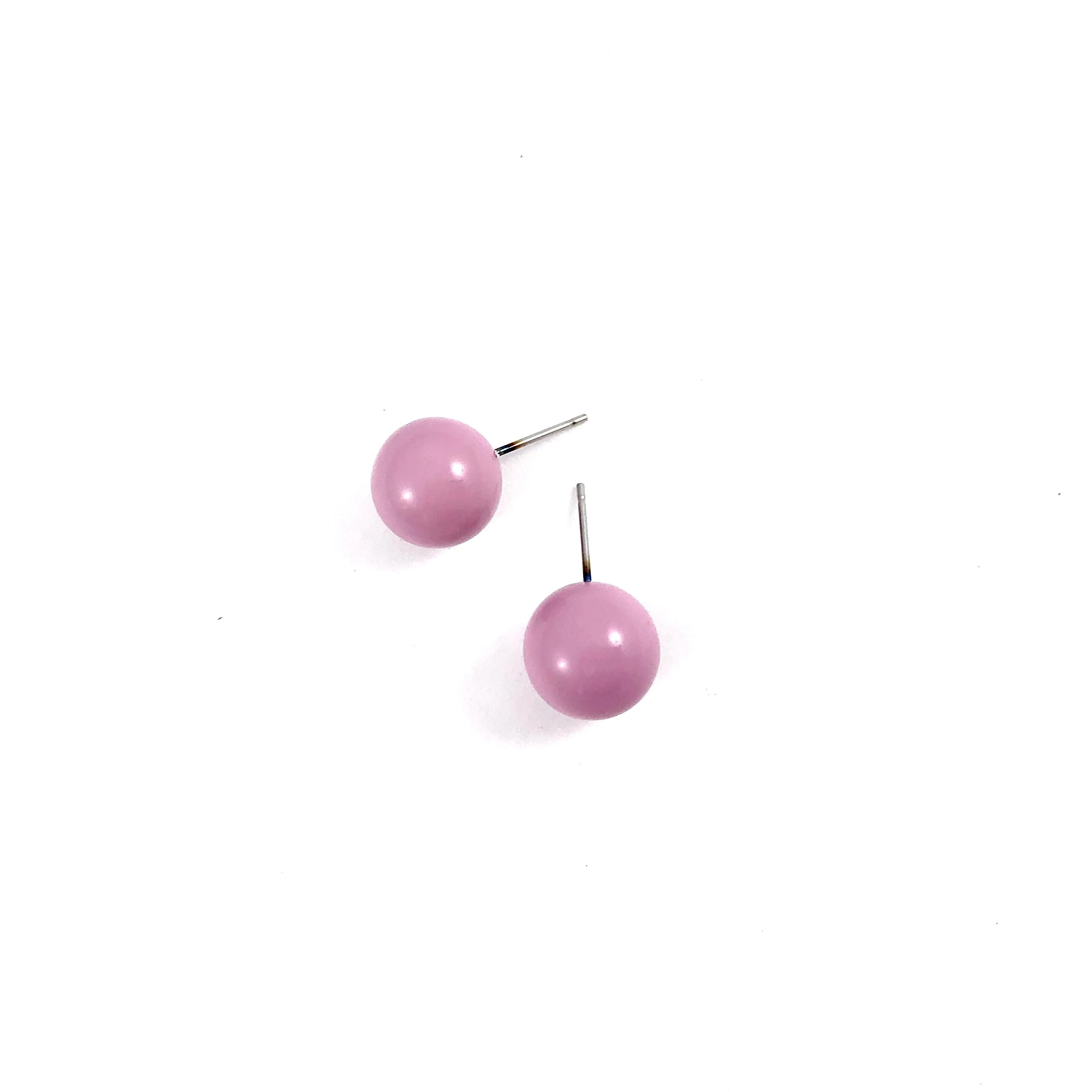 Mauve Purple Ball Stud Earrings