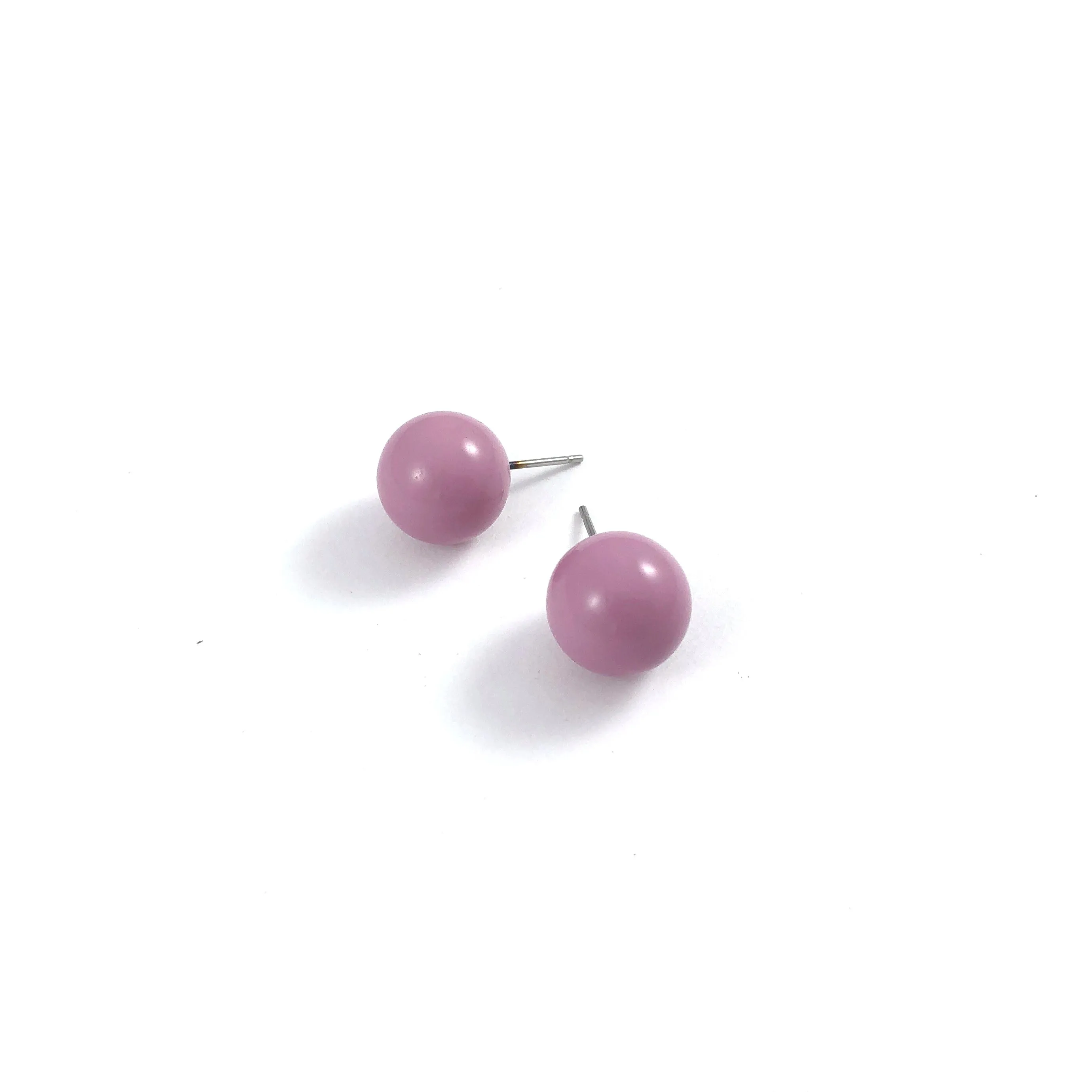 Mauve Purple Ball Stud Earrings