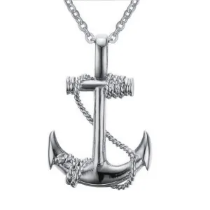 Men Stainless Steel Necklace 18K Gold Plated Titanium Anchor Pendant Jewelry 50mm Length Steel Chain Necklace Gift for Boyfriend