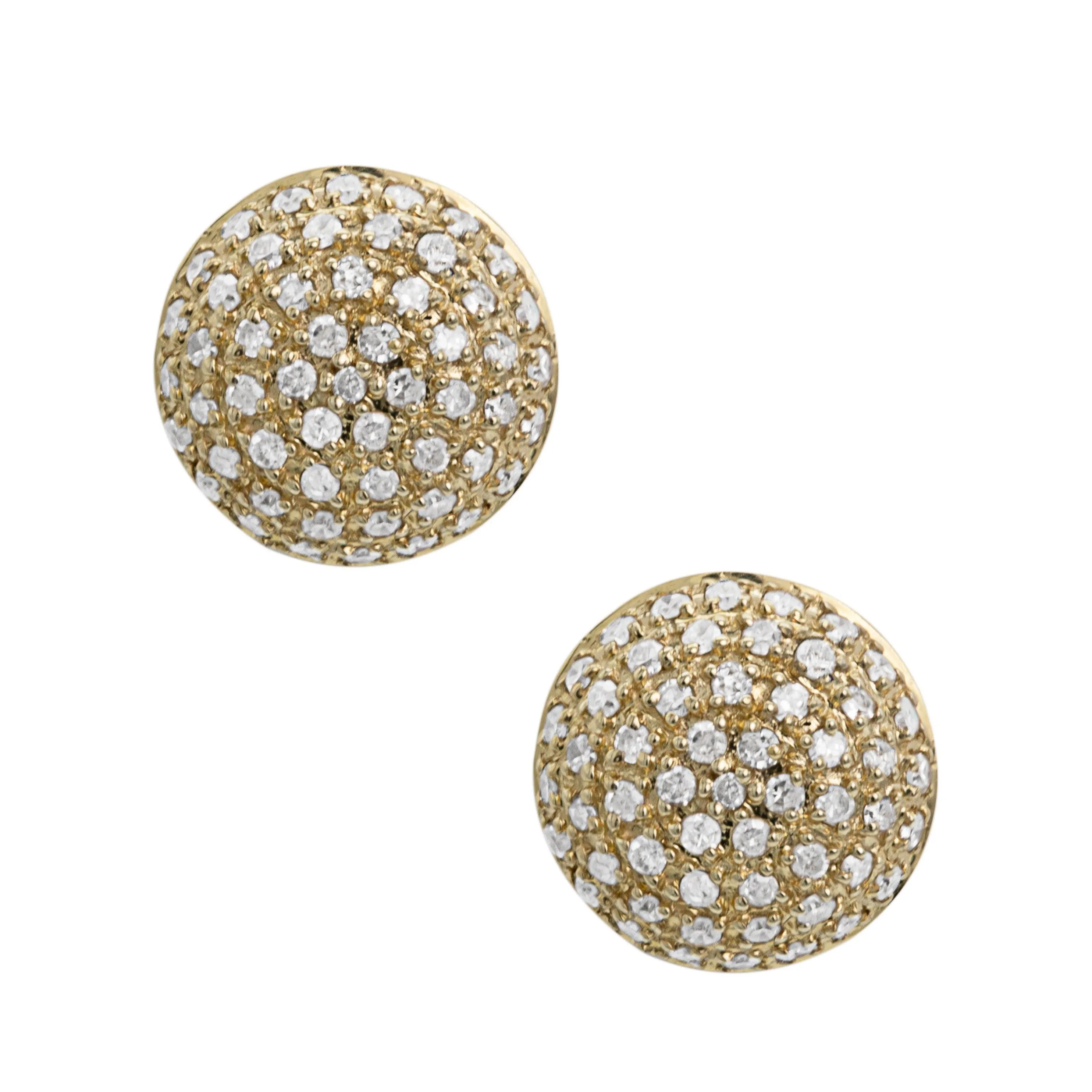 Men's Diamond Pave Stud Earrings 0.32ct 10K Yellow Gold