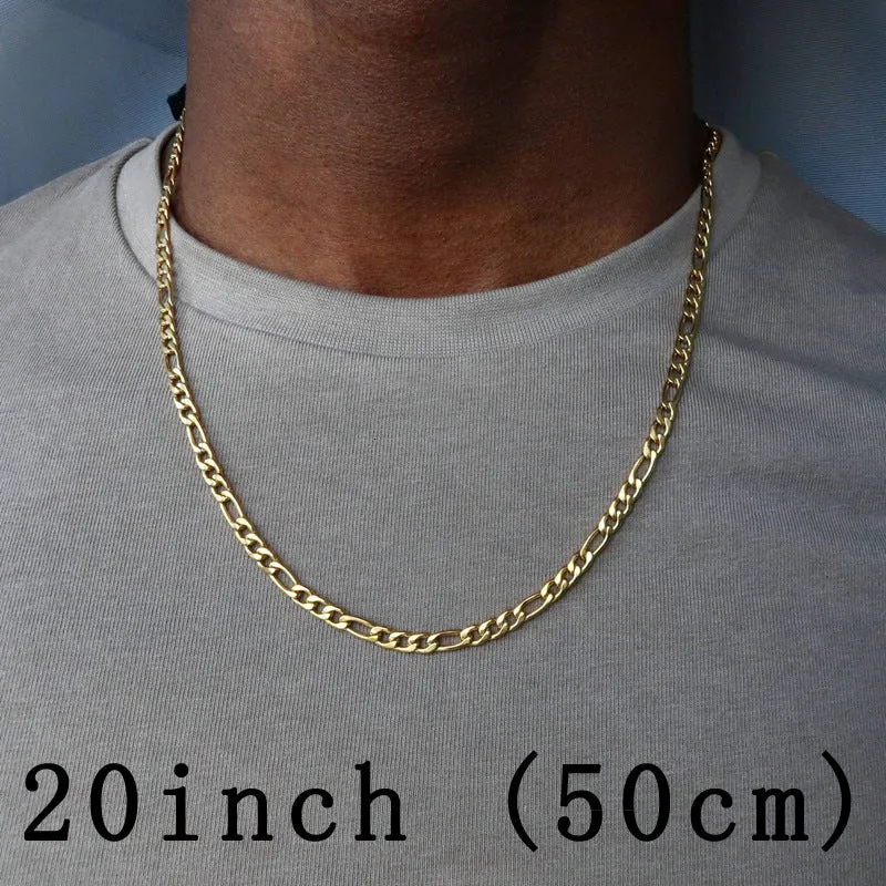 Men's Trendy Fashion All-match Golden Alloy Chain Necklace