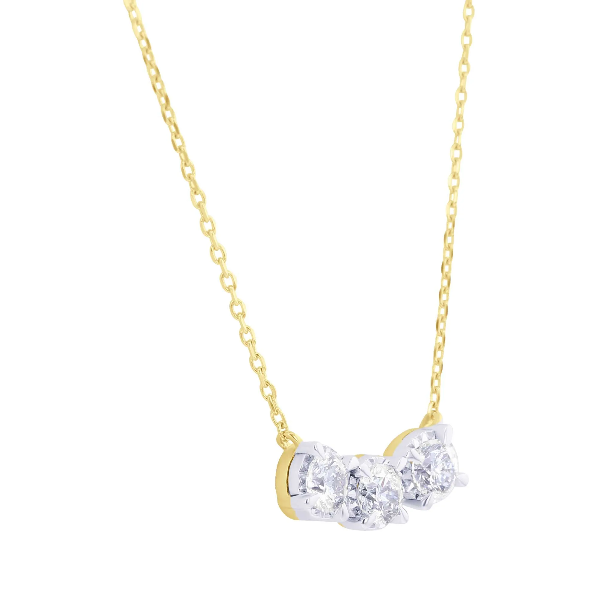 Mirage Three Stone Diamond Necklace 1/2 ct