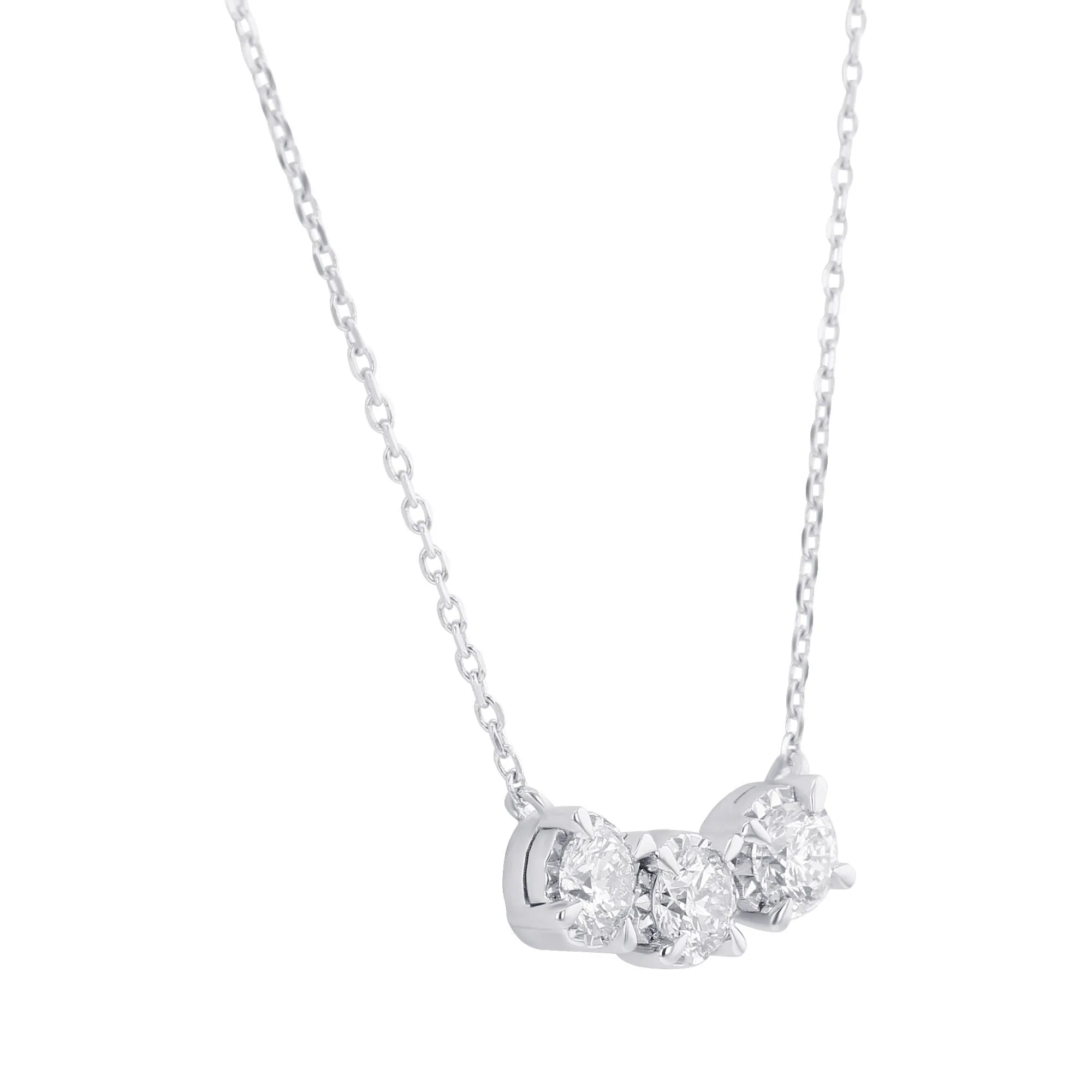 Mirage Three Stone Diamond Necklace 1/2 ct