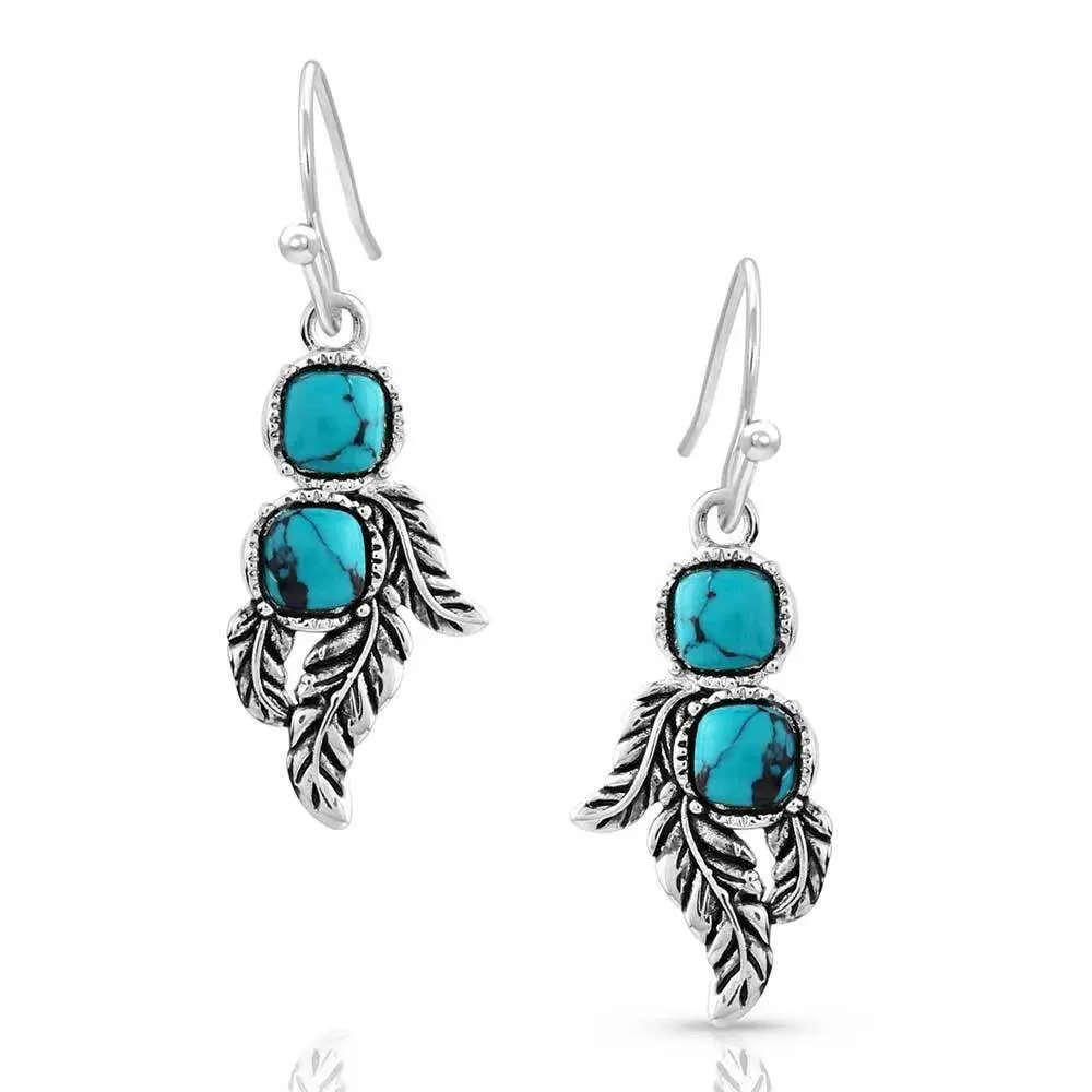 Montana Silversmiths Whispering Winds Feather Turquoise Earrings