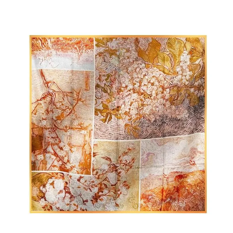 Mulberry Silk 14 Momme Square Scarf Spring Canvas 108x108 cm